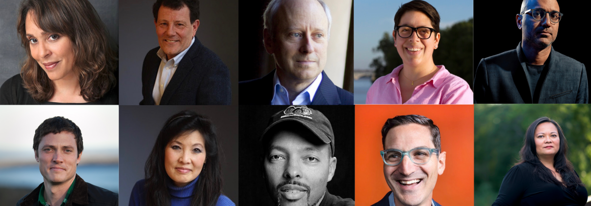 Top row: Natasha Trethewey, Nicholas Kristof, Michael J. Sandel, Juana Medina, Ayad Akhtar; Bottom row: Michael Murphy, Sheryl WuDunn, Jerry Craft, Guy Raz, Grace Talusan